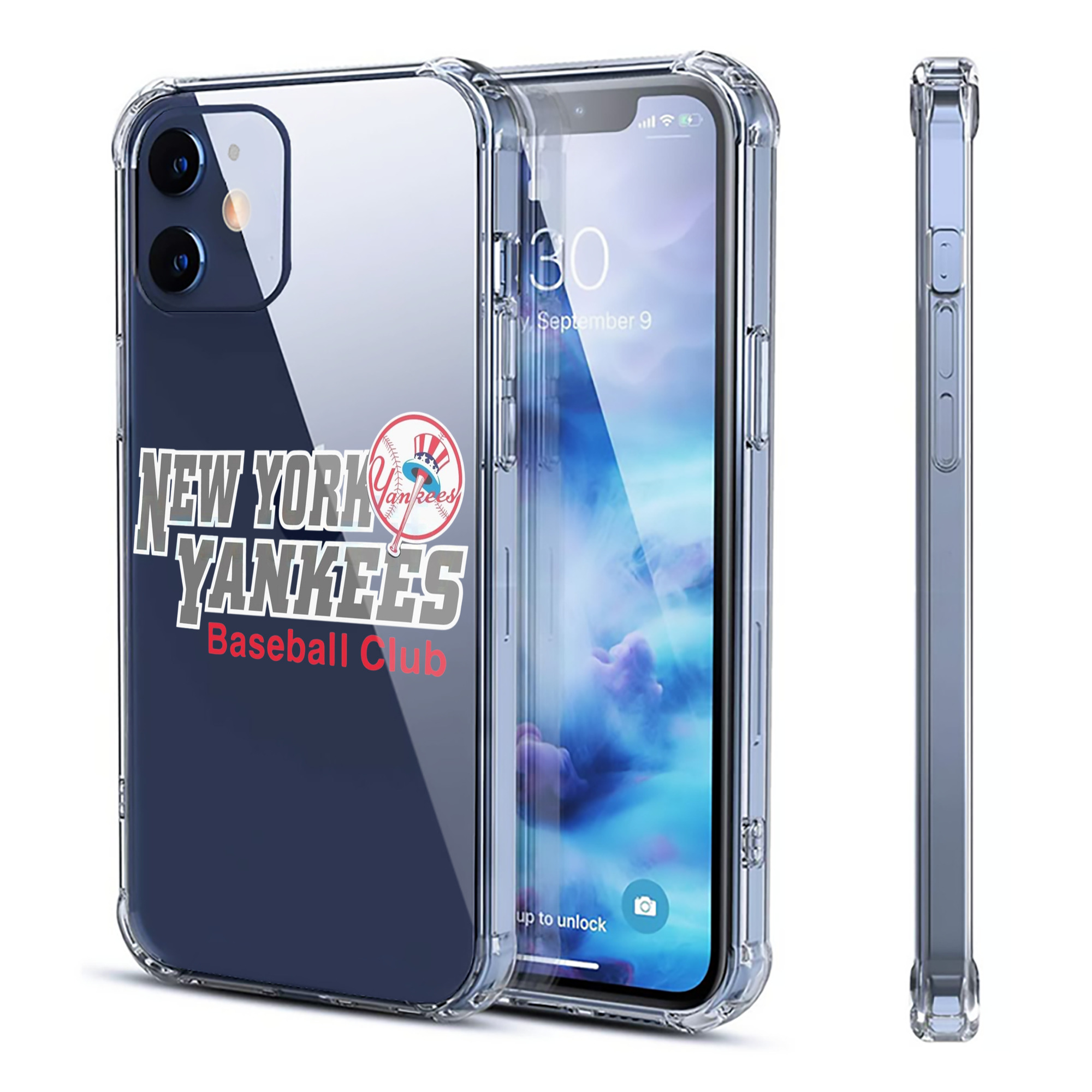 New York Yankees Baseball Club Clear IPhone 12 Case – Soft TPU With UV Print – Enhanced Drop Protection, Precise Fit, Anti-Fingerprint, Customizable Design, Scratch-Resistant, Yellow-Resistant